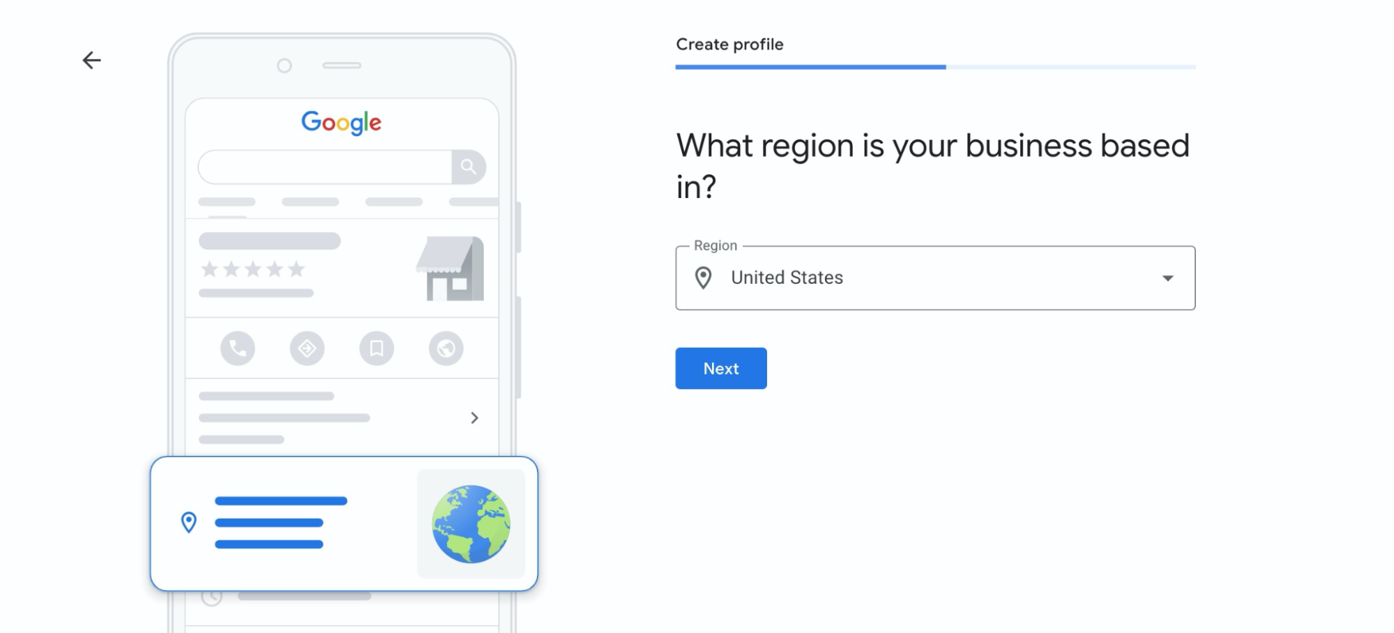 Screenshot of menu on Google Business Profile for entering where your business is based