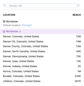 Location-based keyword targets in the SEO Content Assistant
