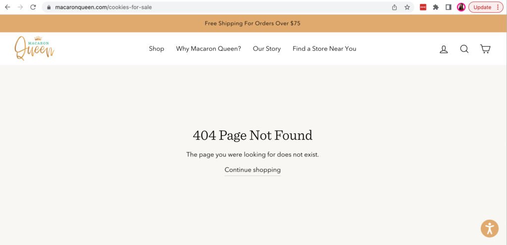 screenshot of a 404 status code error